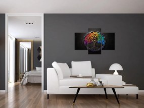 Kép – Fa színes szívekkel (90x60 cm)