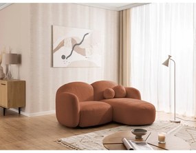 Terrakotta színű buklé sarokkanapé (jobb oldali-heverő résszel) Orbit – Ropez