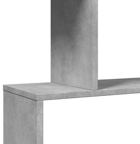 3 szintes betonszürke fa térelválasztó könyvespolc 70x24x97 cm