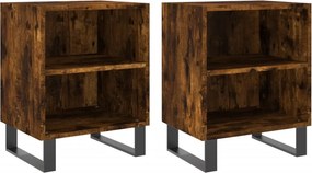 vidaXL 2 db füstös tölgy színű szerelt fa éjjeliszekrény 40x30x50 cm