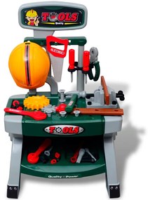 Gyerek játék munkaasztal játék szerszámokkal zöld + szürke