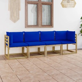 vidaXL négyszemélyes kerti kanapé kék párnákkal