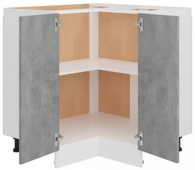 betonszürke szerelt fa alsó sarokszekrény 75,5 x 75,5 x 81,5 cm