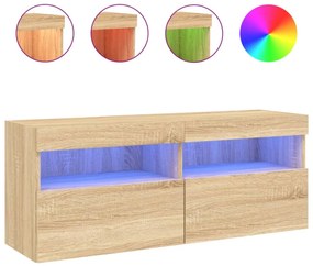 sonoma tölgy színű fali TV-szekrény LED-ekkel 100x30x40 cm
