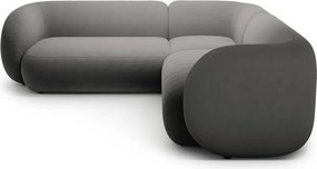 Sötétszürke bársony sarokkanapé Kate – Micadoni