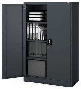 KEVIN irodai irattároló fémszekrény, 900 x 1400 x 400 mm, antracit