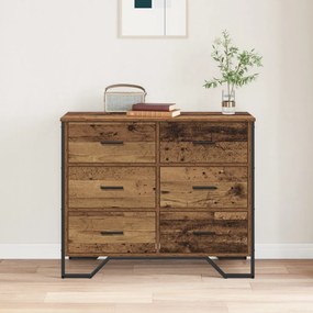 vidaXL Fiókos Szekrény Régi Fa 91x35.5x74.5 cm Szerelt Fa