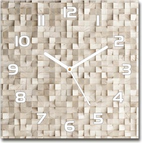 Üveg falióra Fa kockák 30x30 cm