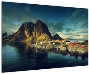 Egy halászati falu képe Norvégiában (90x60 cm)