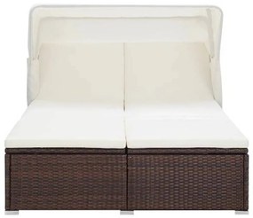 Kétszemélyes barna polyrattan napozóágy párnával