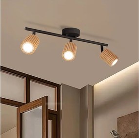Brilagi - Spotlámpa MODERN WOOD 3xGU10/8W/230V fa/fekete