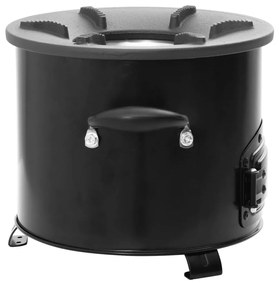 fekete fém fatüzelésű kempingtűzhely 36 x 26 x 22,5 cm