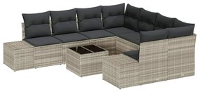 vidaXL Kerti Kanapé Szett párnával 9 pcs Világosszürke polirattan