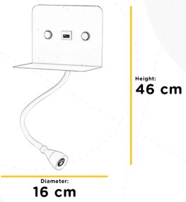 ONLI - LED Rugalmas kislámpa polccal és USB töltővel PLAK LED/1W/230V fehér