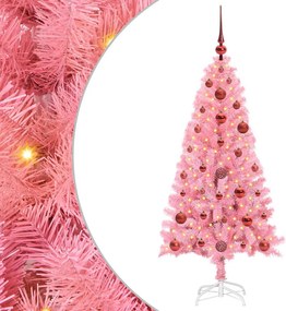 vidaXL Karácsonyfa 150 LED-del állvánnyal Rózsaszín 120 cm PVC