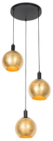 Design lógólámpa fekete arany üveggel 3-lámpás - Bert
