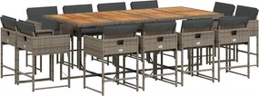 vidaXL 13 részes szürke polyrattan kerti ülőgarnitúra párnákkal