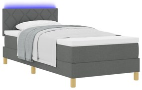 Box Spring ágy matraccal &amp; LED világítással Sötétszürke 90x190 cm Szövet