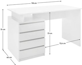 HANY NEW íróasztal, fehér