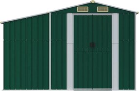 Zöld horganyzott acél kerti fészer 277 x 192,5 x 179 cm