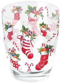 Karácsonyi üveg vizes pohár Karácsonyi Zoknik 250 ml