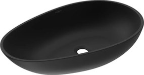 Mexen Nora 60 x 36 cm-es felületre szerelhető mosdó konglomerátumból, fekete - 23056071