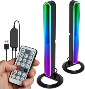 SZETT 2x LED RGBIC dimmelhető asztali lámpa LED/5W/5V fekete + távirányító