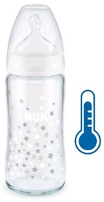 Üveg cumisüveg széles nyakkal NUK FC hőmérséklet-jelzővel 240 ml fehér
