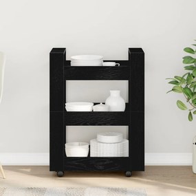 Konyhai Kocsi Fekete Tölgy 60x45x80 cm Összeszerelt Fa