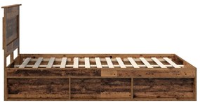 vidaXL Ágykeret fejtámlával Öreg fa 150 x 200 cm Tömör fenyőfa