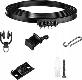 Flexibilis Fekete Mennyezeti Sín 5 Méteres Függönyökhöz Tartozékokkal