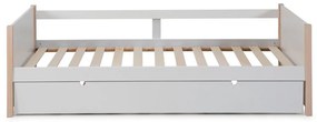 Fehér-natúr színű borovi fenyő gyerekágy kihúzható pótággyal 90x190 cm Kiara – Marckeric