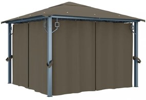tópszínű alumíniumpavilon függönnyel/LED fényfüzérrel 3 x 3 m