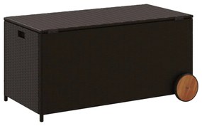 barna polyrattan kerti tárolóláda kerekekkel 190 L