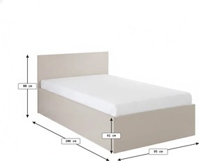 Ágy SOFIA 90 x 200 cm, kasmírszínű bézs Ágyrács: Lamellás ágyrács, Matrac: Matrac nélkül