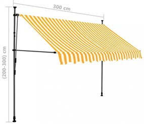 fehér-narancssárga kézzel kihúzható LED-es napellenző 300 cm