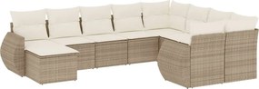 vidaXL 10 részes bézs polyrattan kerti ülőgarnitúra párnával