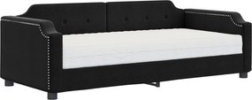 vidaXL fekete szövet kanapéágy matraccal 90 x 190 cm