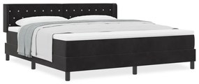 Boxspring Ágy Matrac Alappal Fekete 180x200 cm Bársonyos