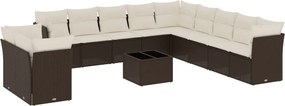 vidaXL 12 részes barna polyrattan kerti ülőgarnitúra párnákkal