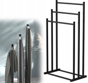 Törölközőtartó Állvány Fekete Fürdőszobai Álló Akasztó 3 Karos