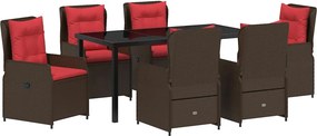 vidaXL Kert étkező szett 7 pcs Barna Poli rattan