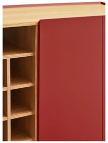 Piros magas komód tölgyfa dekorral 95x120 cm Arista – Teulat