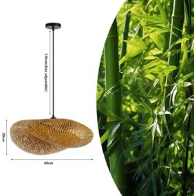 Immax 08269L - Csillár zsinóron HILO 1xE27/40W/230V átm. 60 cm bambusz