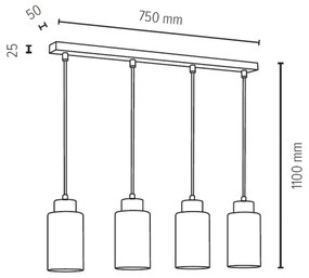 Spot-Light 1720474 - BOSCO 4 ágú függeszték E27/60W/230V