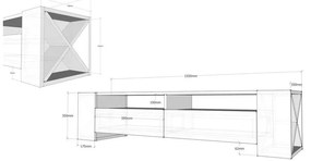 TV szekrény Sosruko - White, Walnut