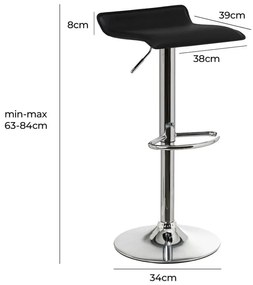 Fekete kárpitozott állítható magasságú bárszék szett 2 db-os (ülésmagasság 63 cm) – Casa Selección