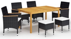vidaXL 7 részes fekete kerti étkezőgarnitúra