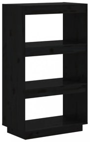 fekete tömör fenyőfa könyvszekrény/térelválasztó 60x35x103 cm