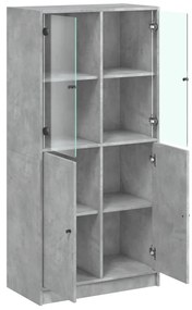 betonszürke szerelt fa magasszekrény ajtókkal 68x37x142 cm